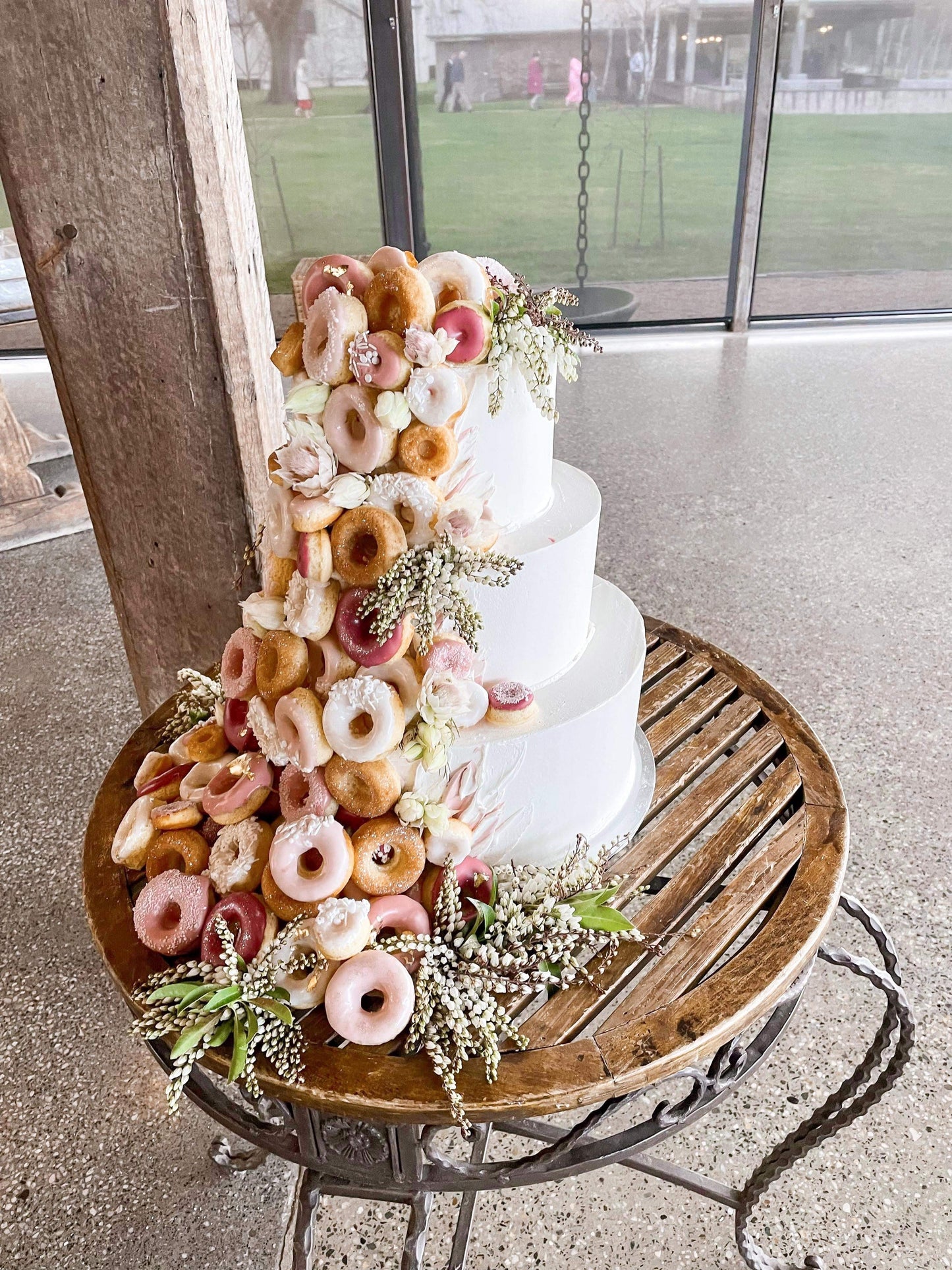 3 Tier Buttercream with Cascading Donuts
