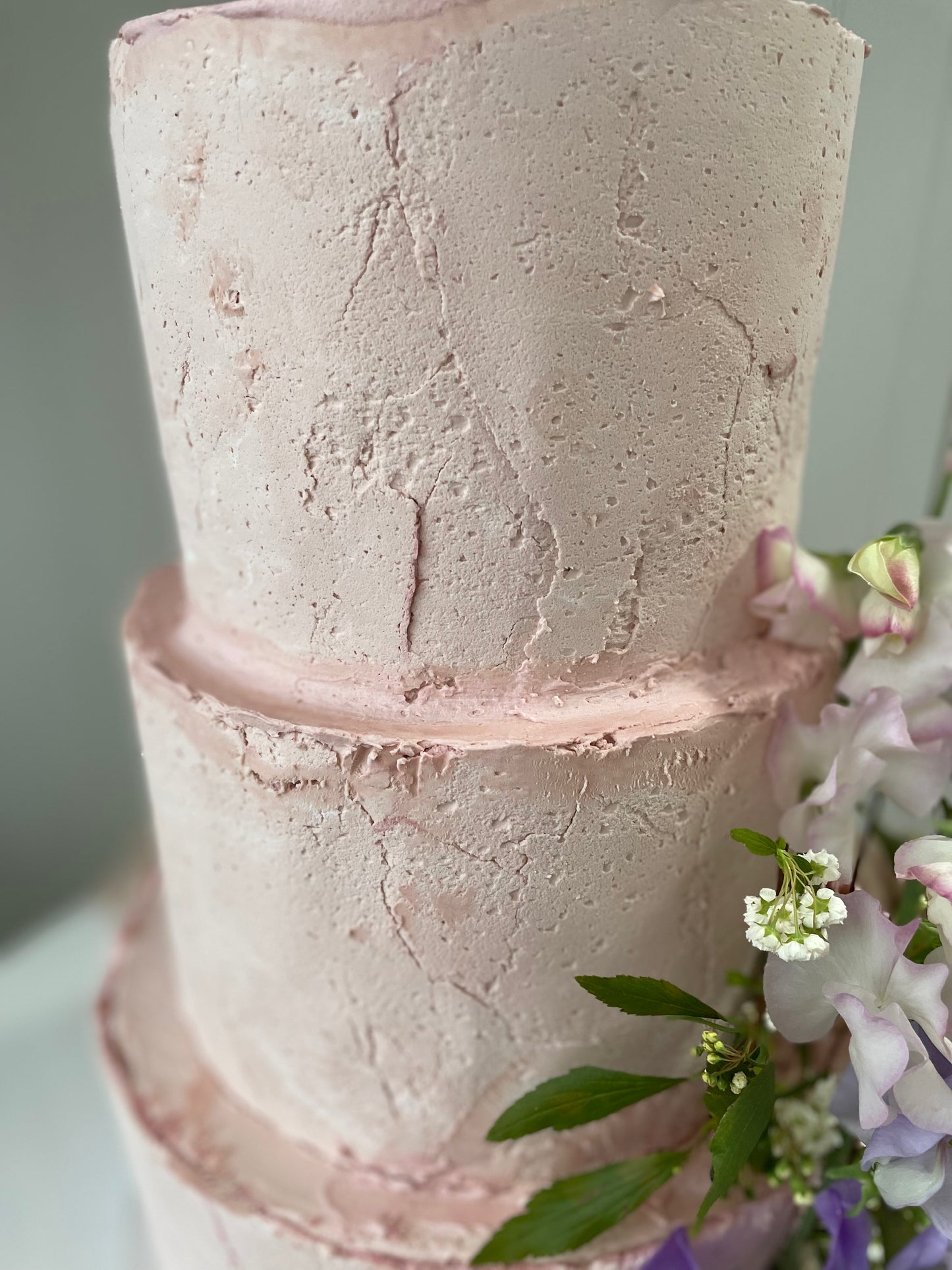 3 Tier Stone Texture With Fresh Flowers