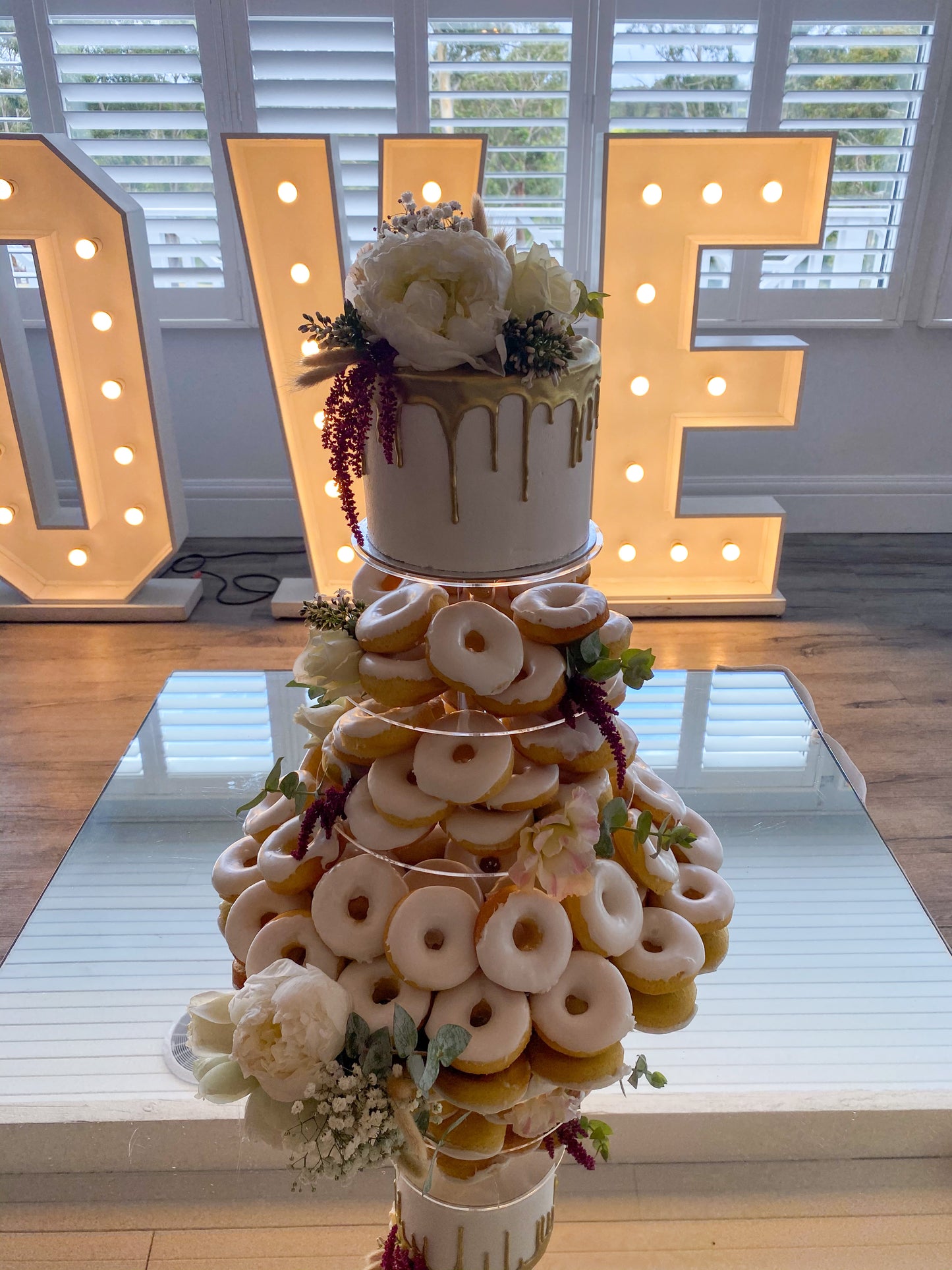 Donut Tower with Cake