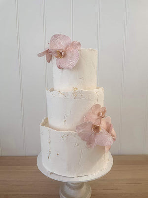 3 Tier Stone Texture With Fresh Flowers