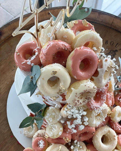 2 Tier Buttercream with Cascading Donuts
