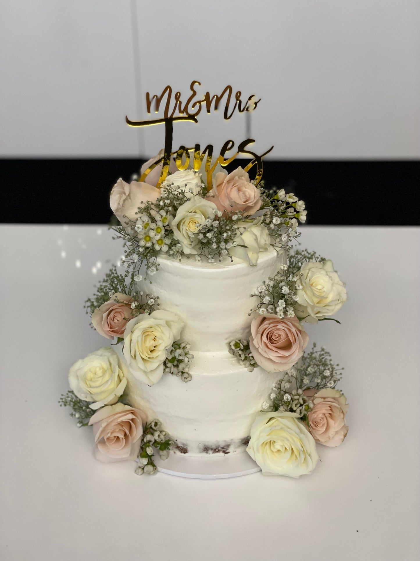 2 Tier Buttercream with Scatted flowers