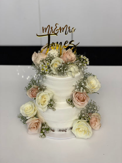 2 Tier Buttercream with Scatted flowers