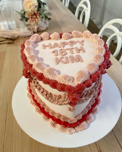 Vintage Heart Frill Cake