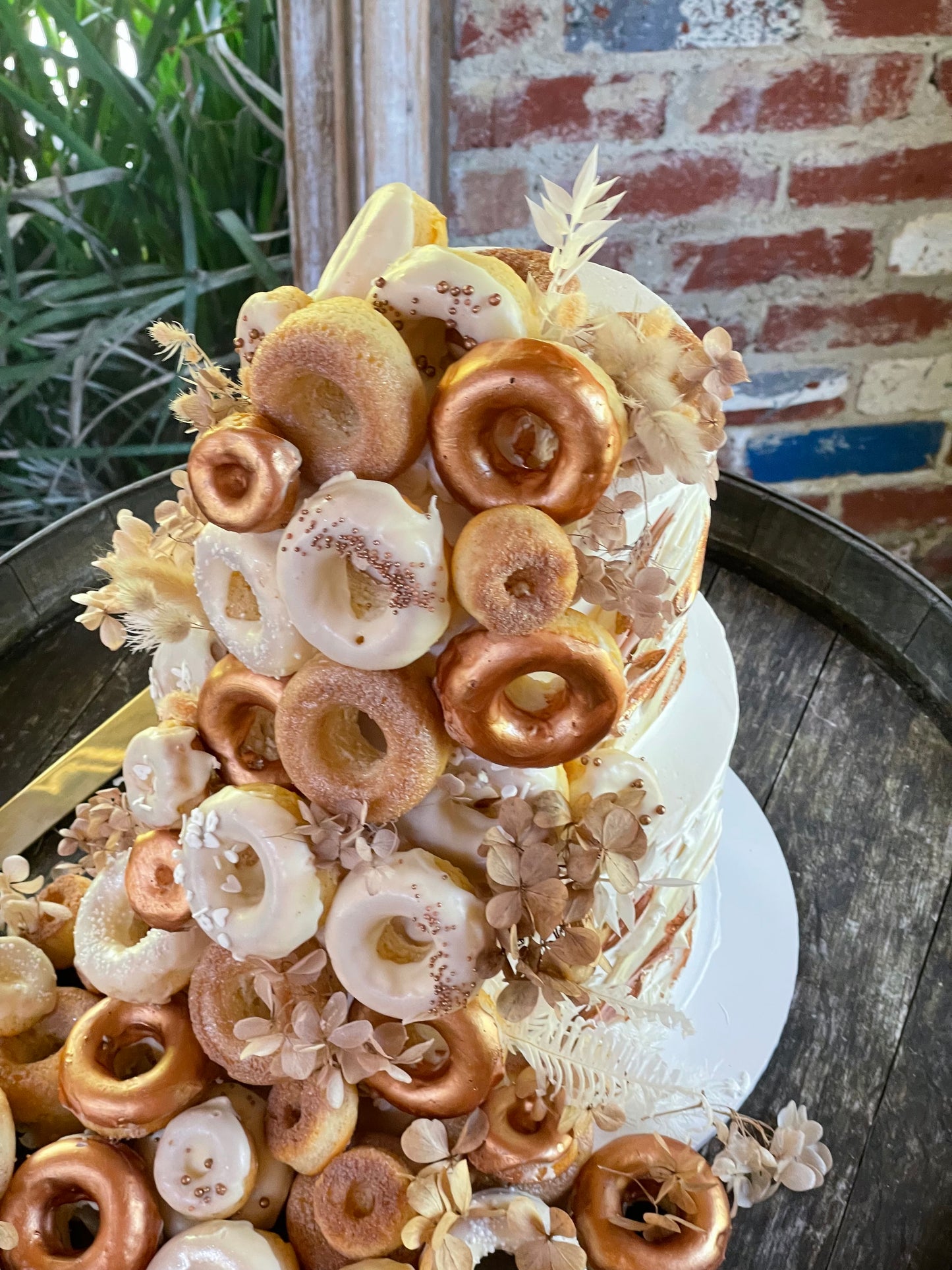 2 Tier Buttercream with Cascading Donuts