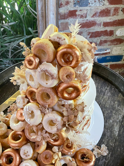 2 Tier Buttercream with Cascading Donuts