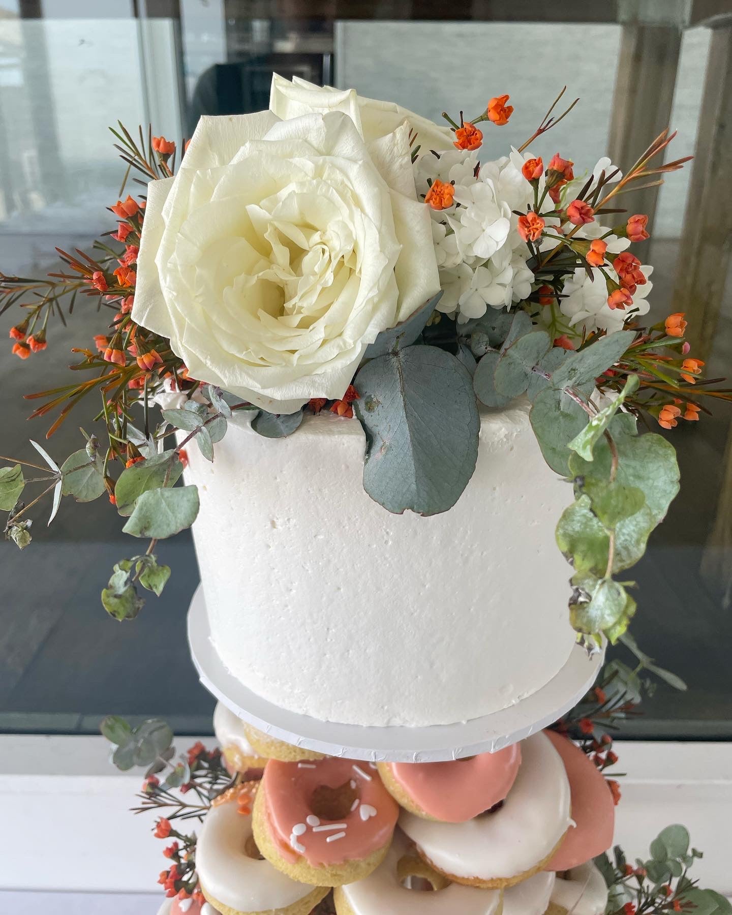 Donut Tower with Cake