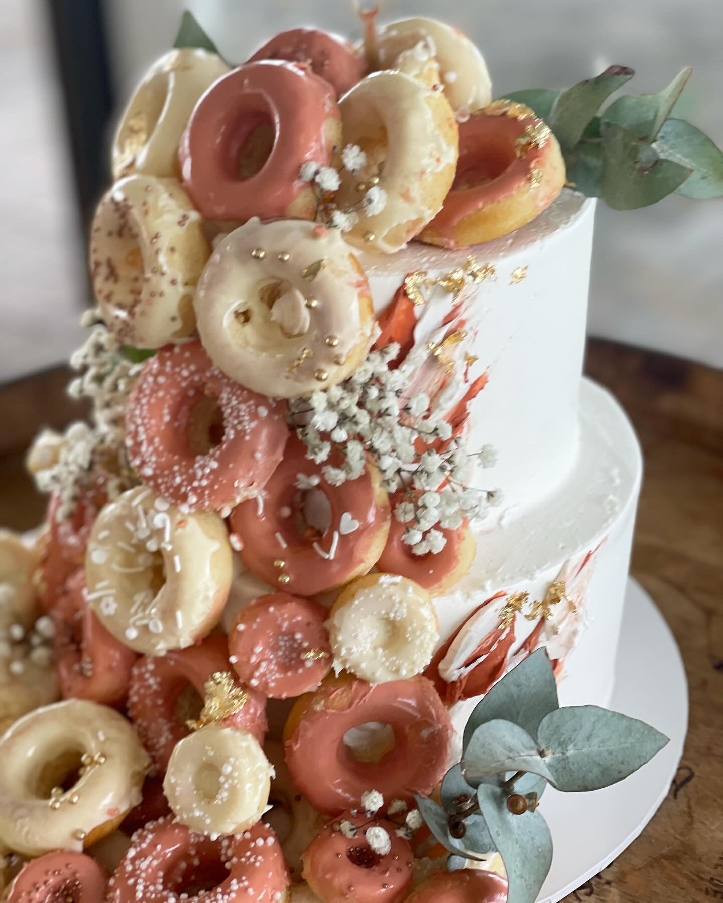 2 Tier Buttercream with Cascading Donuts