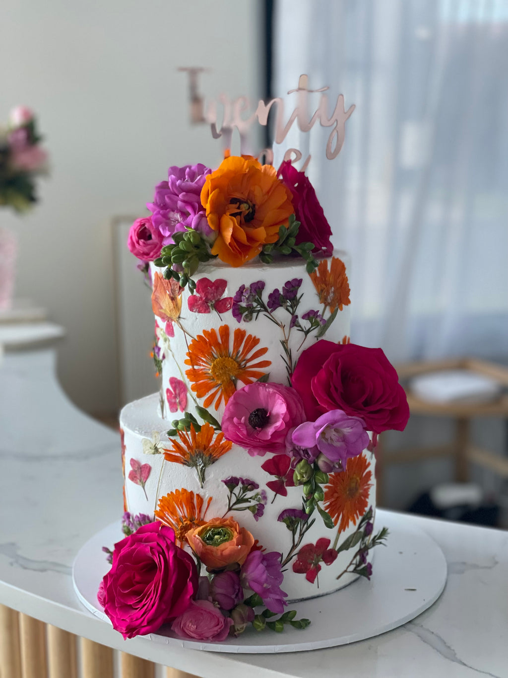 2 Tier Pressed Flower Cake