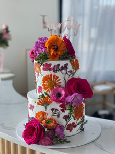 2 Tier Pressed Flower Cake