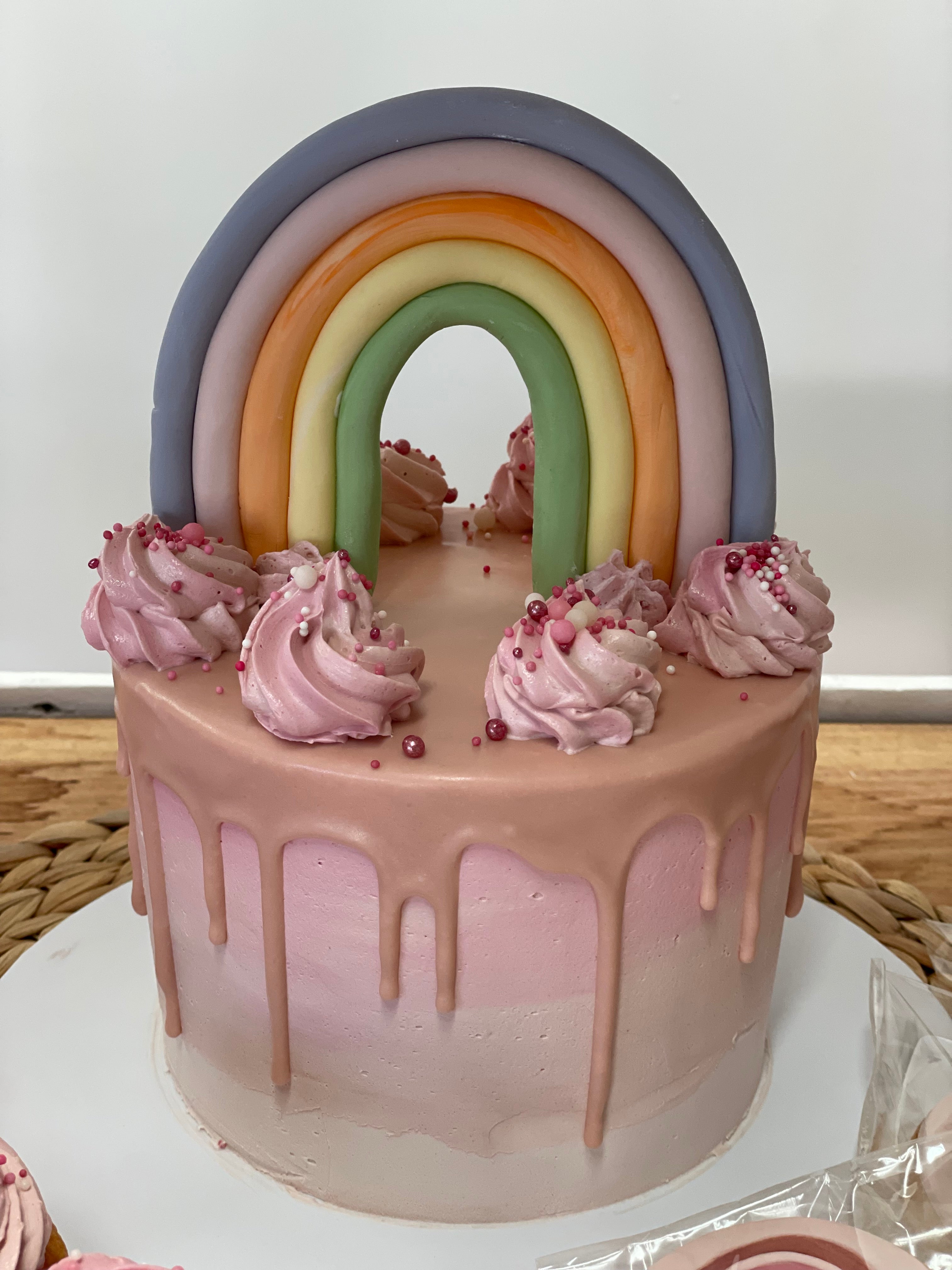Rainbow confetti cake