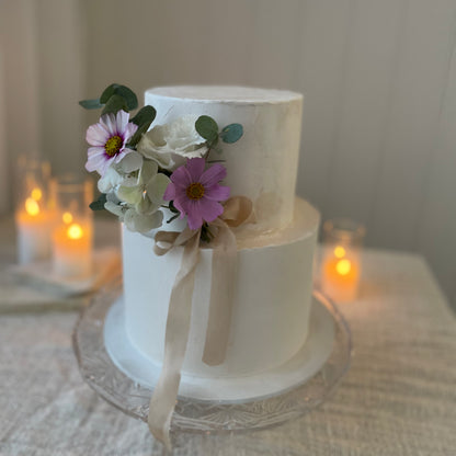 Buttercream Fresh Flowers With Ribbon Add-on