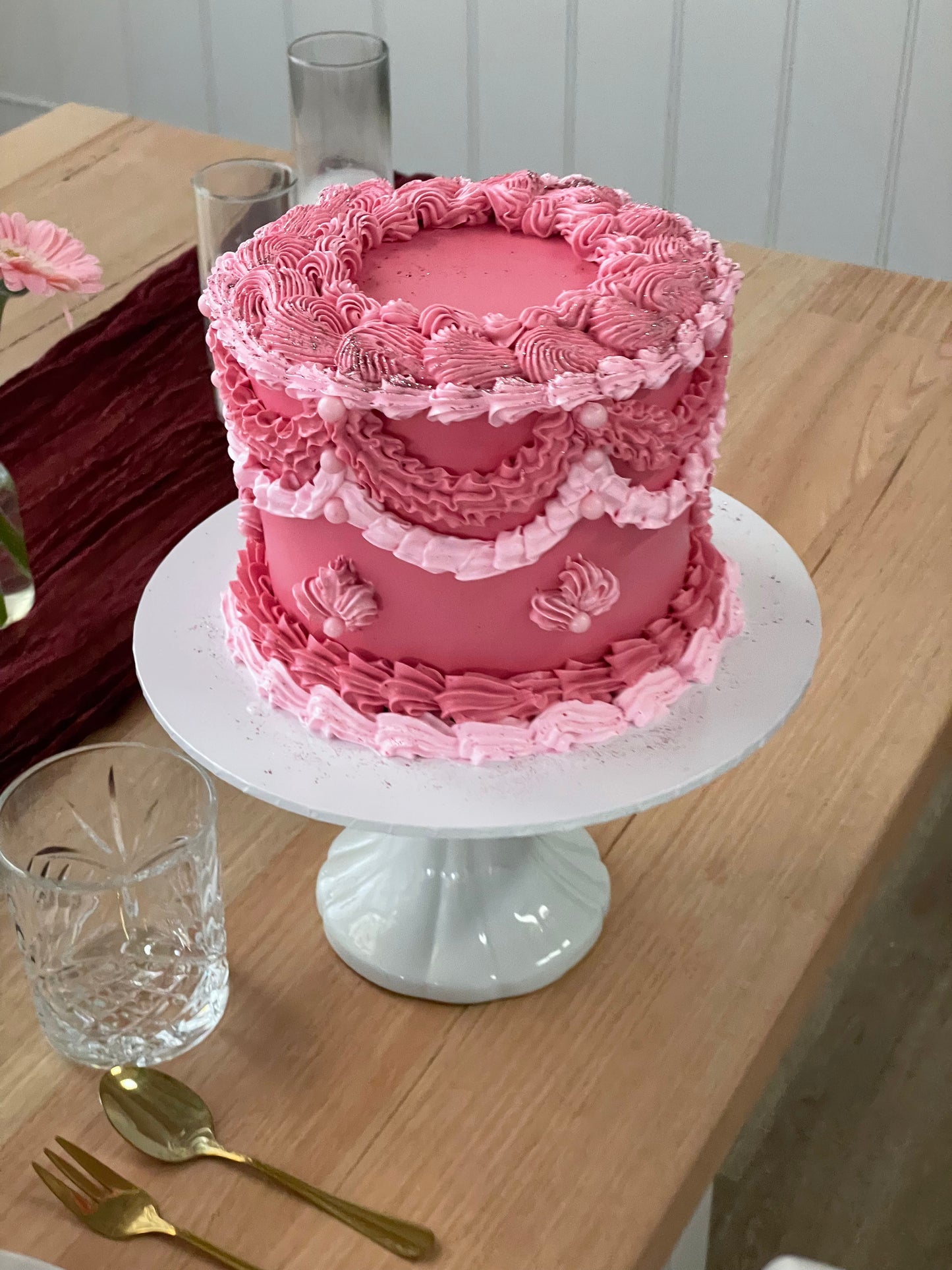 Pink Vintage Frill Cake