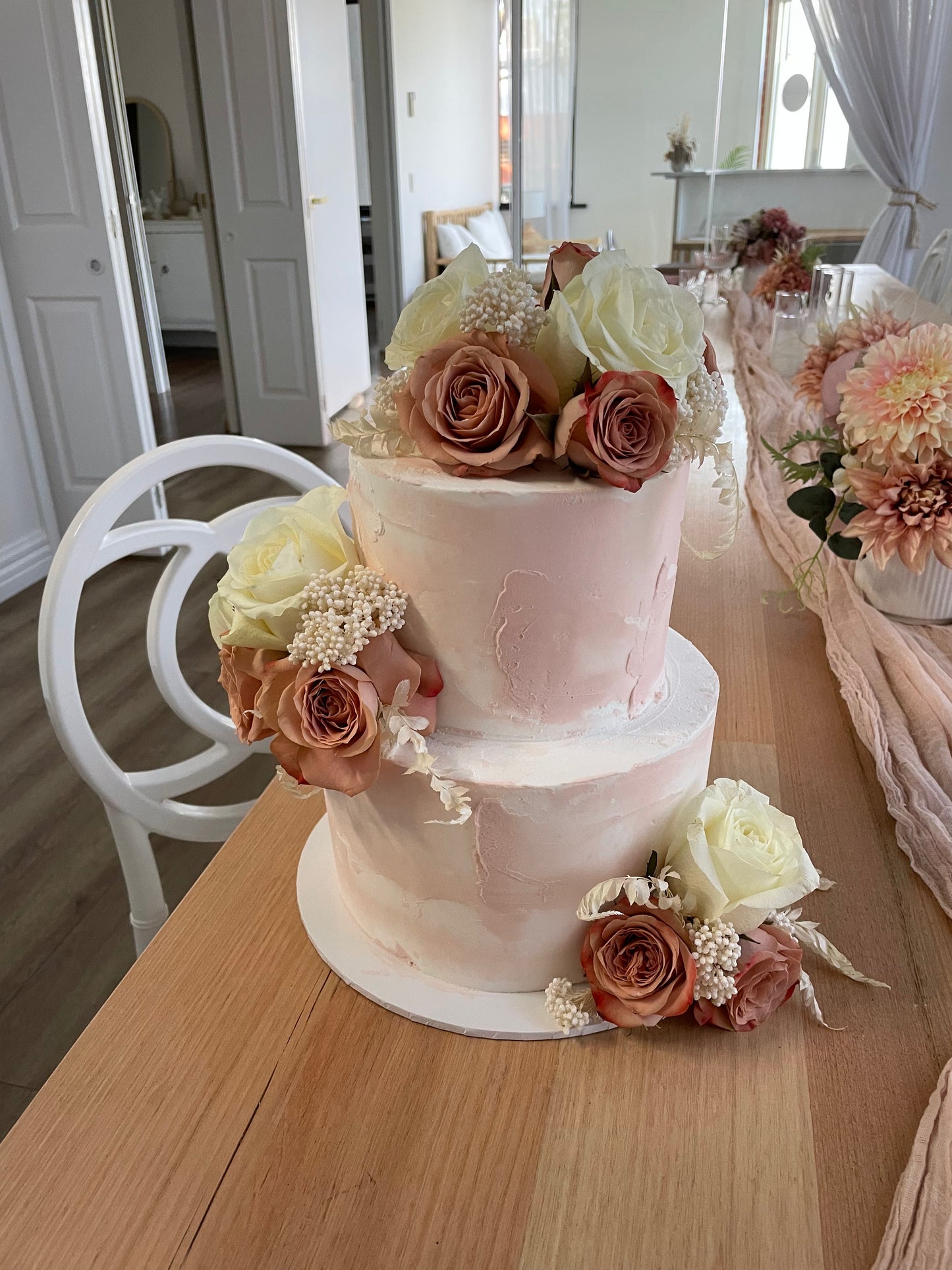 2 Tier Marble With Flowers