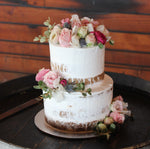 2 Tier Semi Naked with Scatted flowers