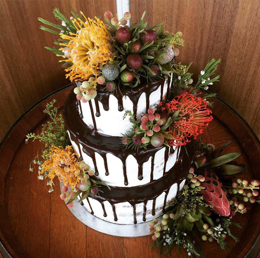 3 Tier Semi Naked, Drizzle and flowers