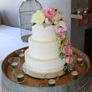 3 Tier Buttercream with Cascading flowers