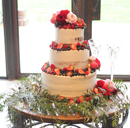 3 Tier Semi Naked with Berries