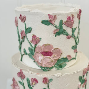 1 Tier Floral Painted cake Vegan