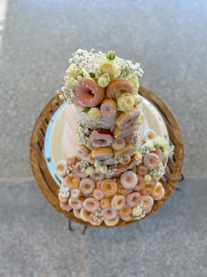 3 Tier Buttercream with Cascading Donuts