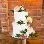 2 Tier Unfinished Buttercream with Flowers Vegan