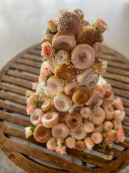2 Tier Buttercream with Cascading Donuts