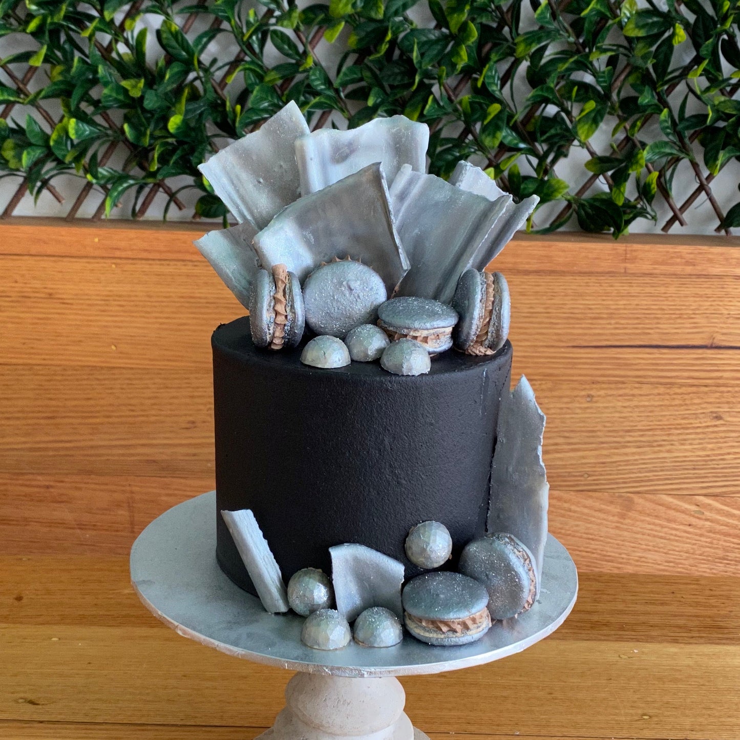 Metallic Chocolate and Macarons
