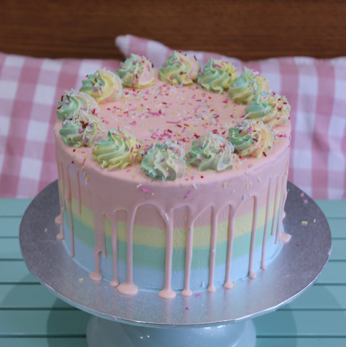 Rainbow confetti cake