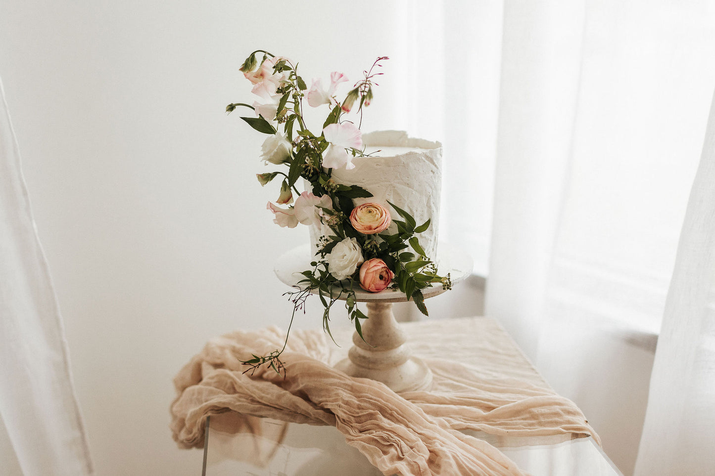 Stone Texture with fresh flowers