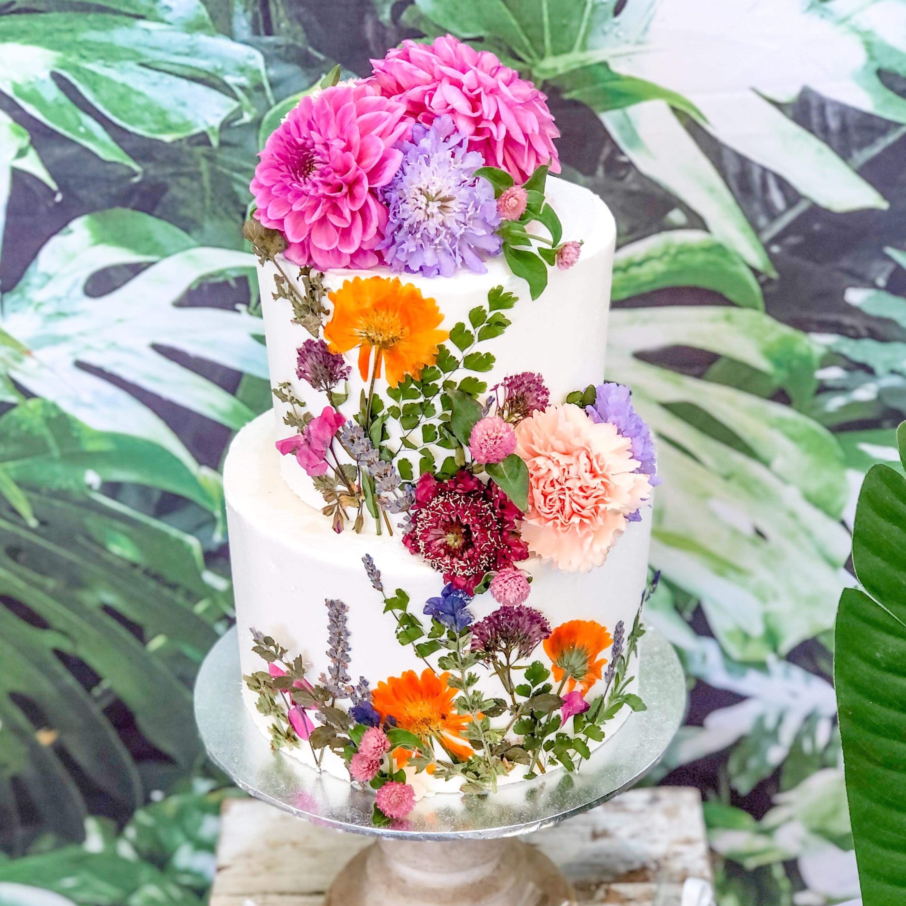 Eucalyptus Pressed Floral Ganache Cake – Get Caked by Lisa