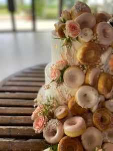 2 Tier Buttercream with Cascading Donuts