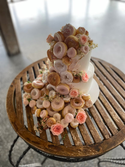 2 Tier Buttercream with Cascading Donuts
