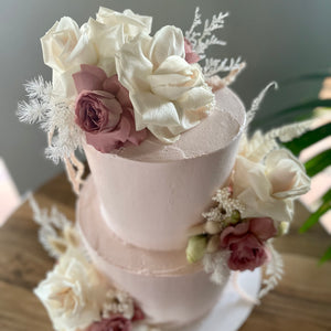2 Tier Vegan Buttercream with Scatted flowers