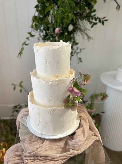 3 Tier Stone Texture With Fresh Flowers