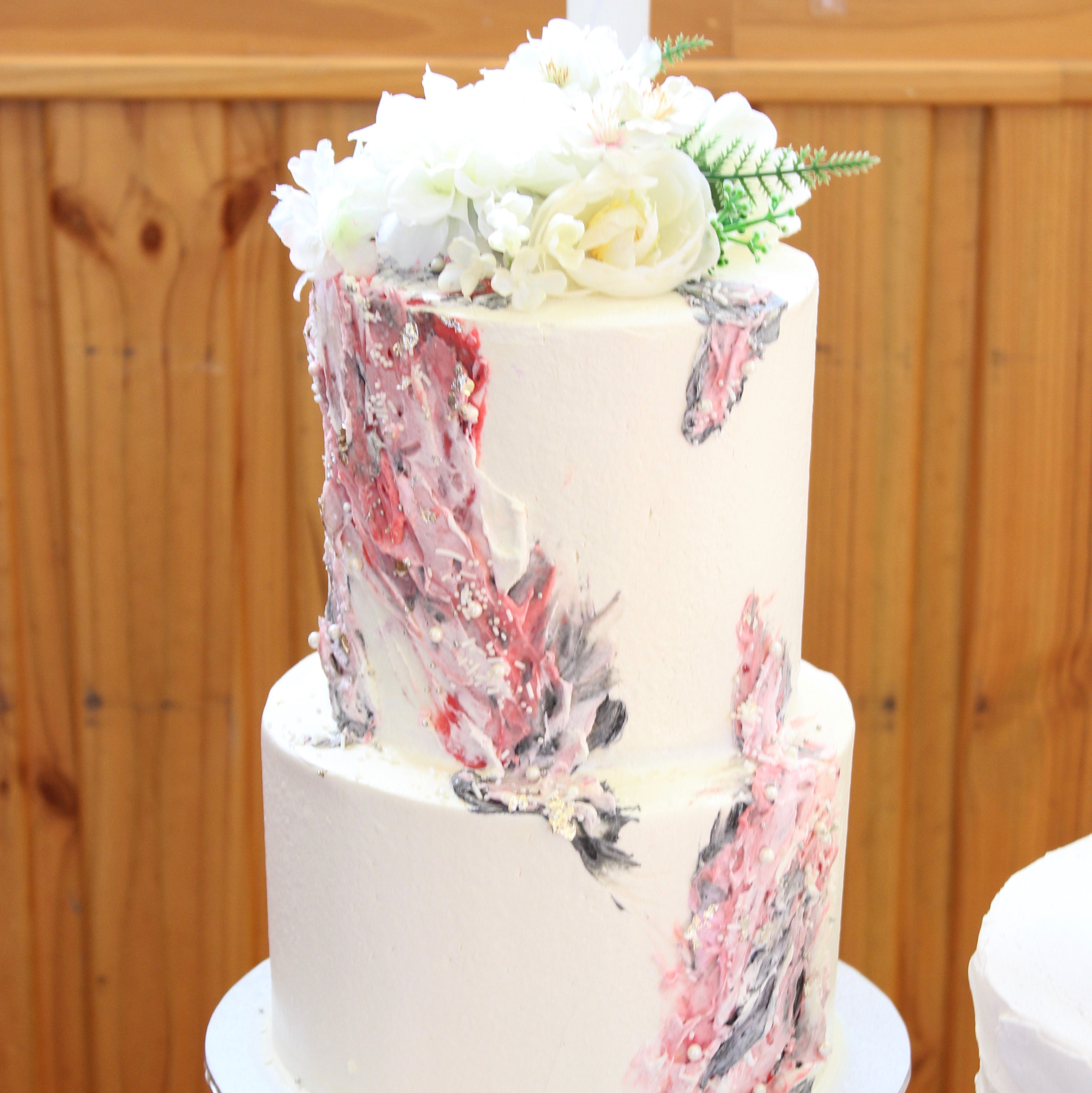2 Tier Painted Buttercream cake