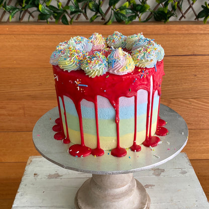 Rainbow confetti cake