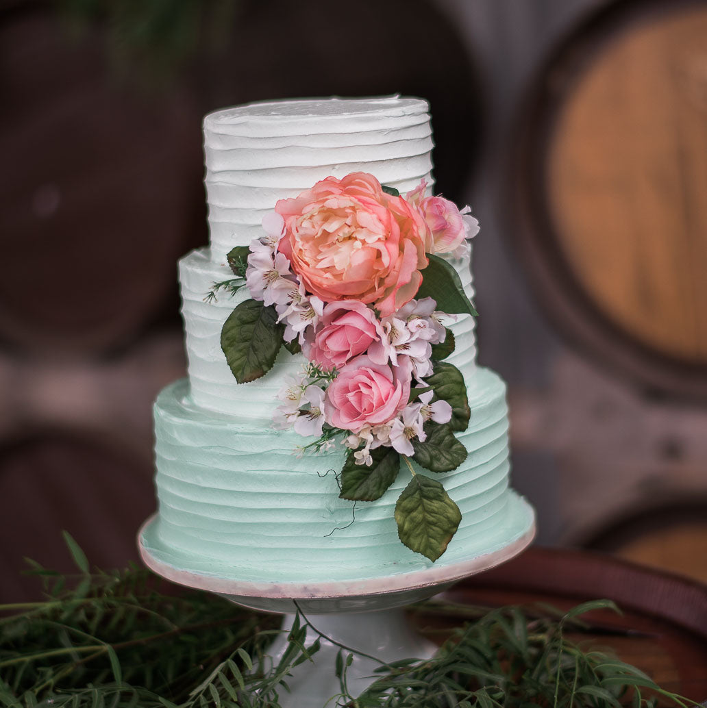 3 Tier Buttercream Ombre with flowers