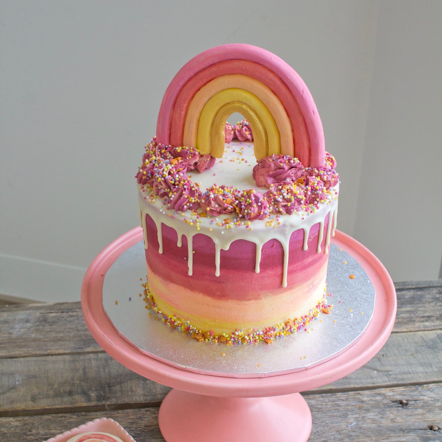 Rainbow confetti cake