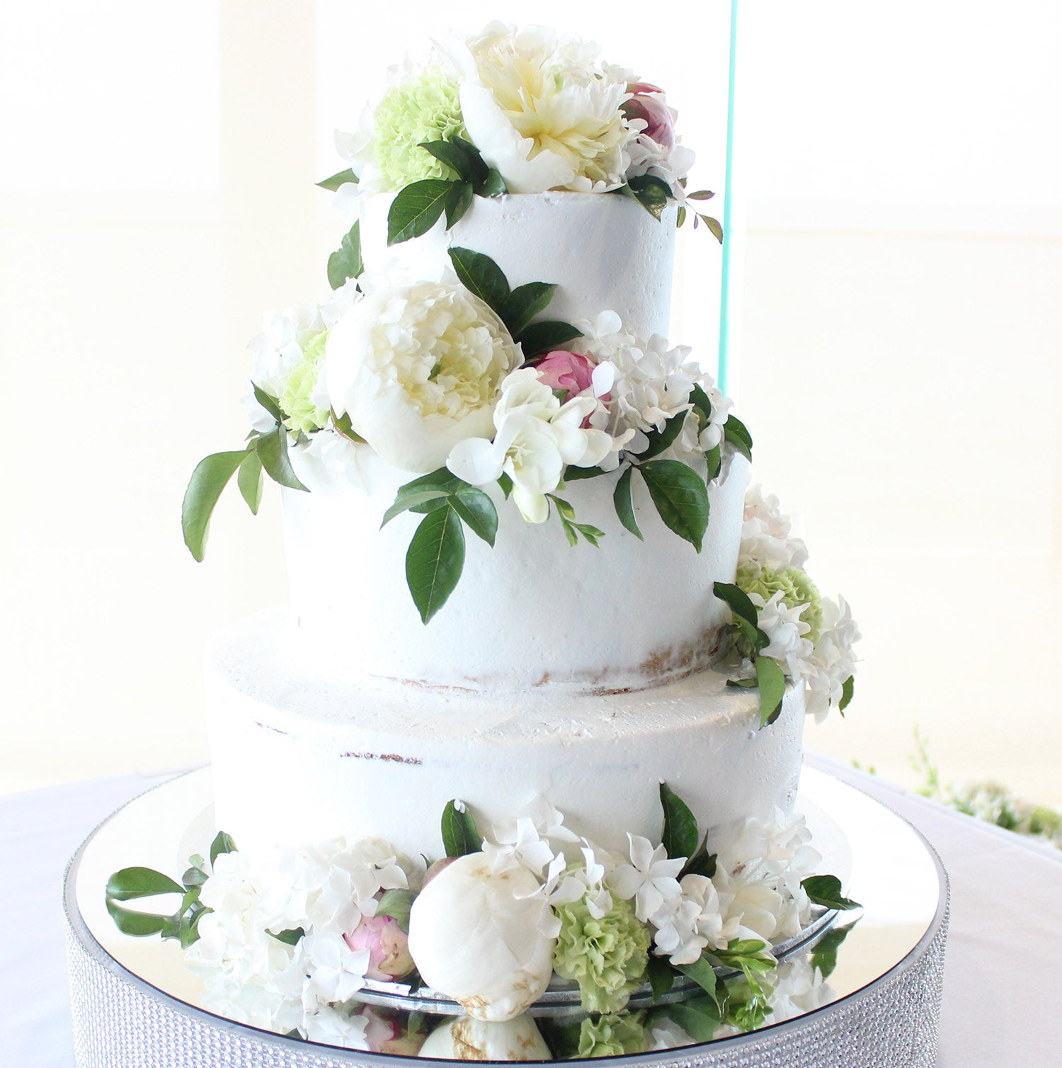 3 Tier Semi Naked with Scatted flowers